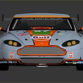 Light Blue Racing Car With 97 Number Gulf Martini Logos And Rear Wing