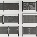 Metal Railings With Various Decorative Patterns Including Dots Stripes And Grids