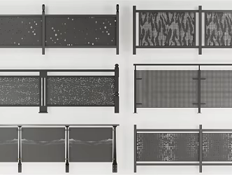Modern Fence Railing 3d model