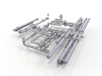 Industrial Equipment Pipeline System with Valves and Metal Pipe Components for Industrial Fluid Transport 3d model