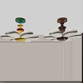 Colorful And Brown Ceiling Lights With Cloud Shaped Shades In Minimalist Interior