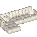 Modern White Leather Three Seater Sofa With Soft Cushions And Armrests 3d model