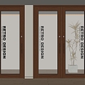 Modern Middle Ancient Double Door Retro Glass Single Door Coffee Milk Tea Shop Glass Door Solid Wooden Door 3d model