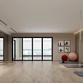 Spacious Yoga Fitness Studio With Large Windows Natural Light Wooden Floors And Workout Props