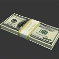 Stack of US Dollar Bills Bound With Yellow Strap and $10000 Denomination on Dark Background