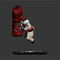Game Movie Character in White Outfit Red Hat with Red Bomb and Blue Effects