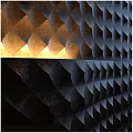Modern Black Decorative Wall With Diamond Pattern And Illuminated Light Strips Design