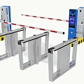 Security Access Control System With Barrier Gates Turnstiles And Blue Screens 3d model