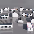Multiple Traditional Ancient Chinese Architecture Models Featuring White Walls Gray Tiled Roofs Various Styles