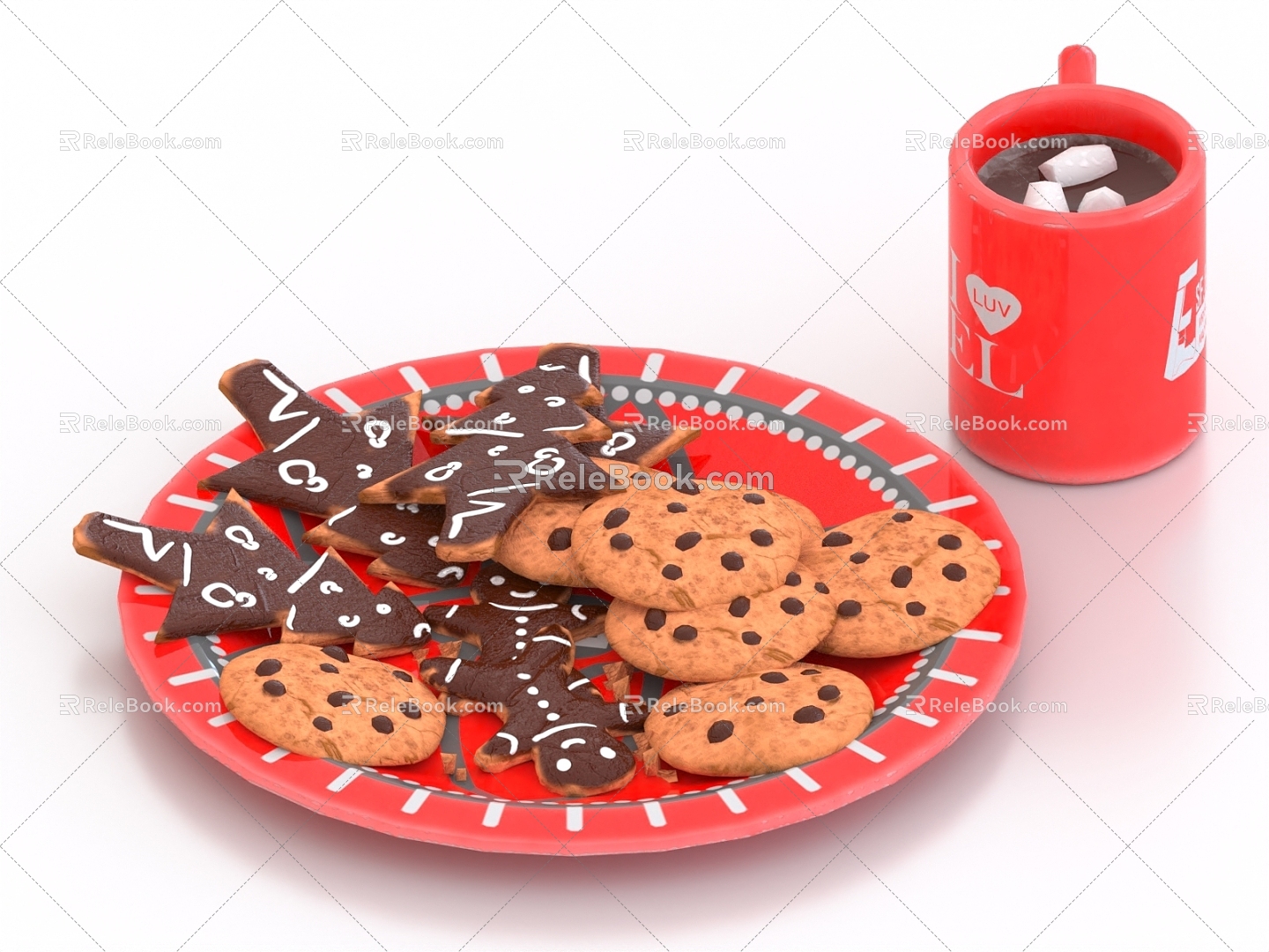 Biscuit Coffee Tableware Food Cup Saucer Dining Table Ornaments 3d model