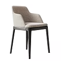 Modern Light Gray Linen Upholstered Dining Chair With Dark Brown Solid Wood Legs