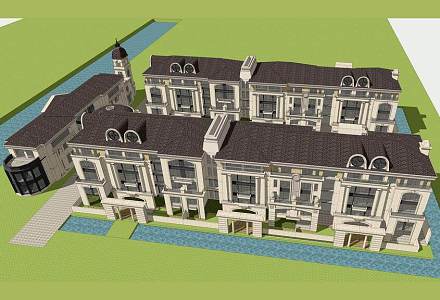 French Overlapping Villa 3d model