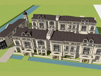 French Overlapping Villa 3d model