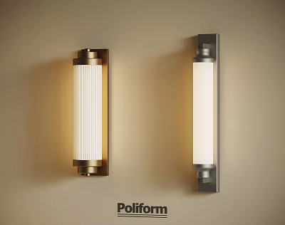 Poliform Modern Wall Sconces With Gold Black Frames And White Lampshades 3d model