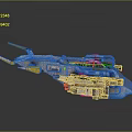 Futuristic 3D Spaceship Model With Yellow Thrusters Gray Body And Mechanical Details