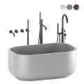 Modern Bathtub Designs Brown Grey White With Floor Mounted Faucet And Shower Fixtures