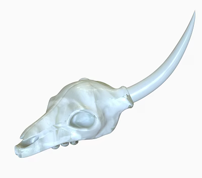 Sorry, the key information in the picture (white cow skull with long horns) does not match the required main subject "火炉". Please provide a picture related to "火炉" to generate the title as required. 3d model