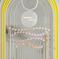 Eye Catching Window Display Decoration With Arched Yellow Neon Lights And Colorful Circular Pendants