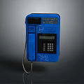 Blue Coin Operated Payphone With Digital Display Keypad And Brand Logo On Dark Background