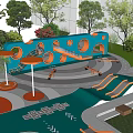 Children's Play Area Design With Circular Paths Green Lawns And Interactive Installations
