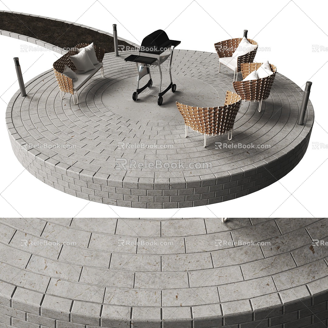 Outdoor lounge chair grill 3d model