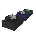 Modern Gray Single Sofa Featuring Geometric Pattern Pillows for Living Room 3d model