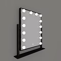 Lighted Mirror With Black Frame Round Bulbs And Bottom Storage Shelf 3d model