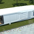 Modern White Prefabricated Guesthouse Building With Glass Curtain Wall And Green Lawn Trees