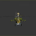 Detailed Green Yellow Camouflage Military Helicopter Model With Rotors And Tail Fin