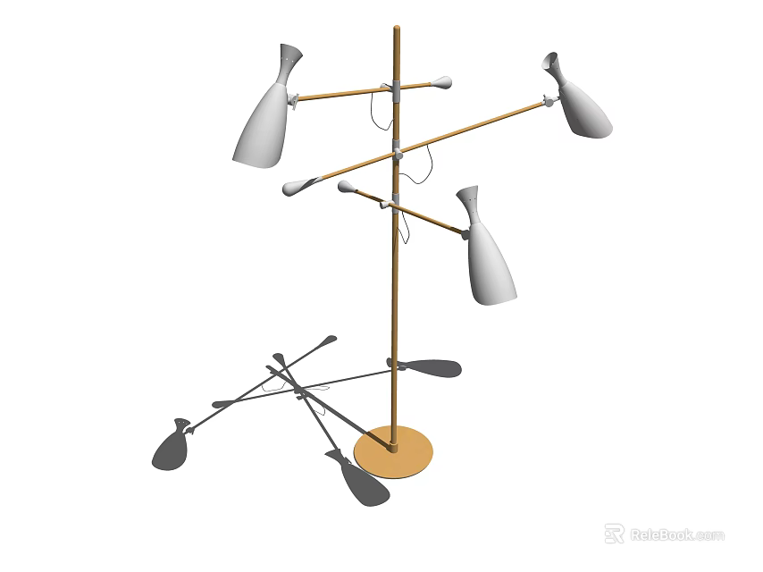 Artistic Modern Floor Lamp With Multiple Adjustable Arms And Conical Shades 3d model 