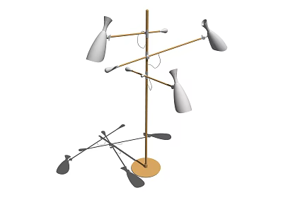 Artistic Modern Floor Lamp With Multiple Adjustable Arms And Conical Shades 3d model