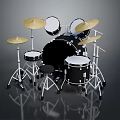 High Quality Acoustic Drum Set With Black White Drums Cymbals Stool And Stands