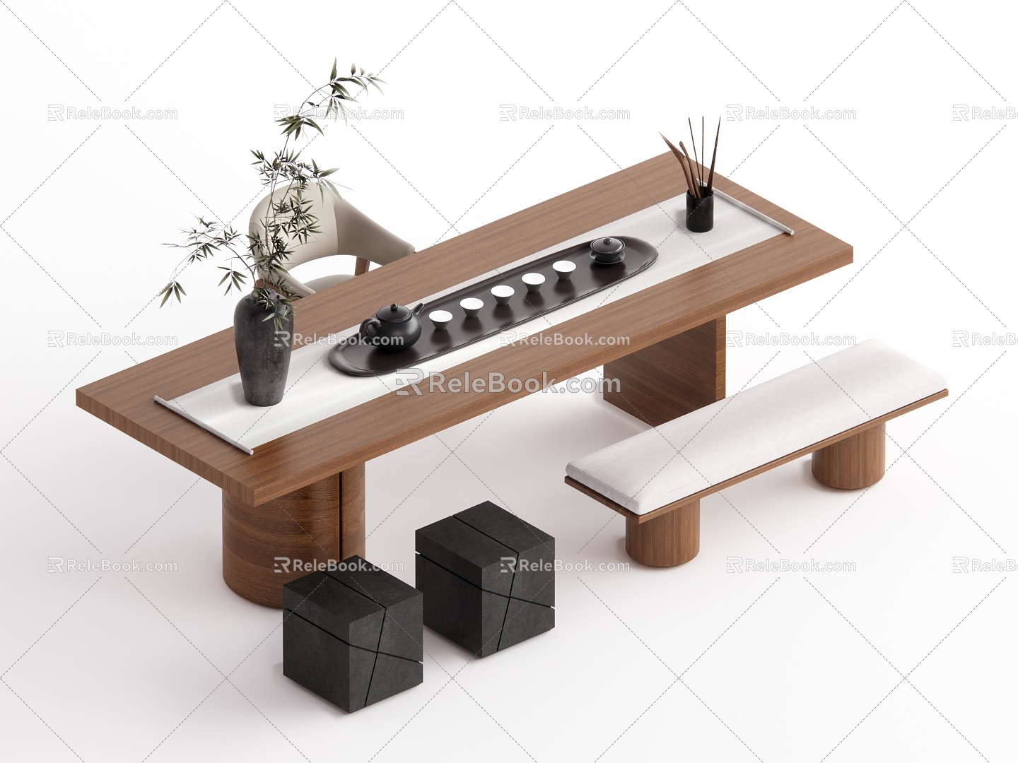 New Chinese Tea Table and Chair Tea Table 3d model