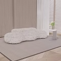 Modern Multi-person Sofa Modern Heterosexual Sofa Fluffy Multi-person Sofa Modern Side-table Vase Flower Art 3d model