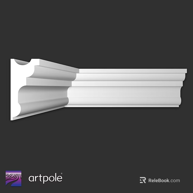 White Decorative Architectural Component With Ornate Molding And Smooth Curved Details 3d model 