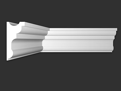 White Decorative Architectural Component With Ornate Molding And Smooth Curved Details 3d model