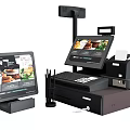 Commercial POS System With Touch Screen Displays Cash Register And Receipt Printer