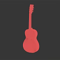 Red Acoustic Guitar with Glossy Wooden Body and Neck on Dark Background with Reflection