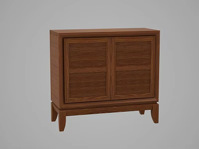 Wooden Entryway Side Cabinet with Double Doors Classic Wood Grain Design and Sturdy Legs 3d model