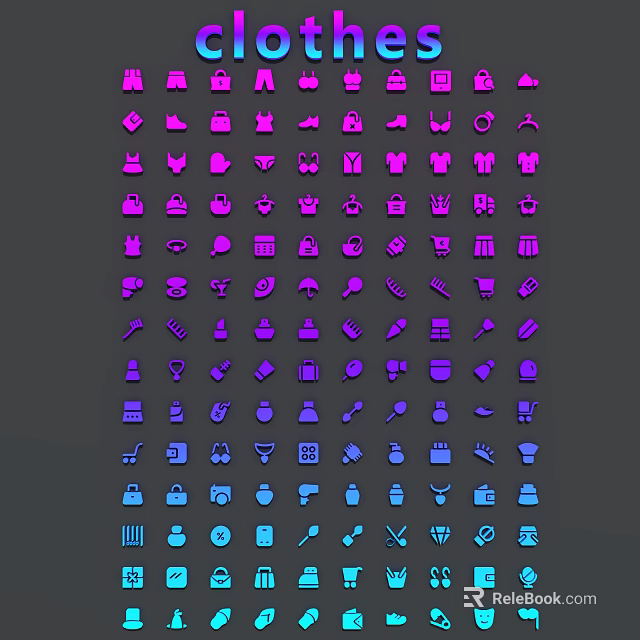 Pendant Design Icons In Purple And Blue For Various Decorative Uses 3d model 