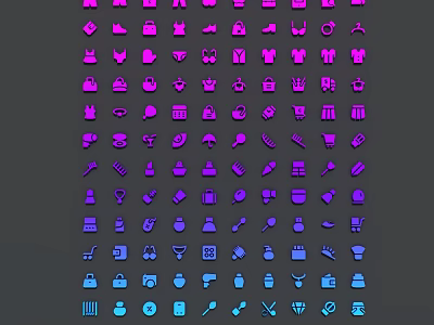 Pendant Design Icons In Purple And Blue For Various Decorative Uses 3d model