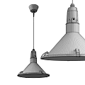 Modern Pendant Lights With White And Gray Conical Shades And Metallic Mounting Details