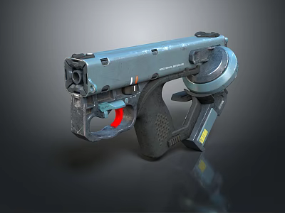 Modern Tactical Handgun With Metal Body Black Grip And Red Trigger Detail 3d model