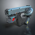 Modern Tactical Handgun With Metal Body Black Grip And Red Trigger Detail