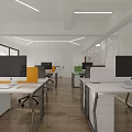 Bright Modern Public Office Space With Glass Partitions Wooden Flooring And Desks