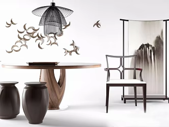 Dining table and chair combination 3d model