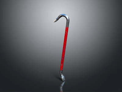 Durable Red Handle Metal Crowbar Hardware Tool With Ergonomic Grip For Heavy Duty Construction Tasks 3d model