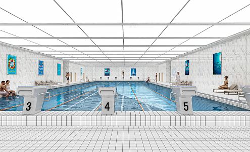 Indoor swimming pool Modern swimming pool 3d model