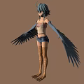 Fantasy Blue Haired Female Character With Feathered Wings And Clawed Feet