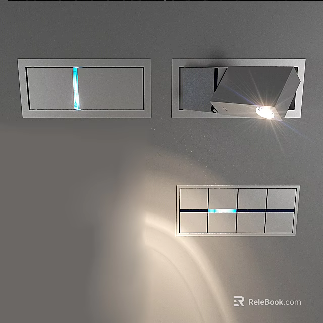 Sleek Modern Wall Lights With Recessed LED Strips And Spotlights For Interior Lighting 3d model 